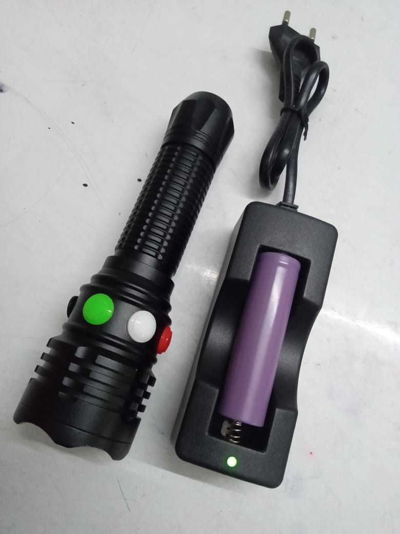 Rechargeable Tri Colour Torch - Body Material: Plastic
