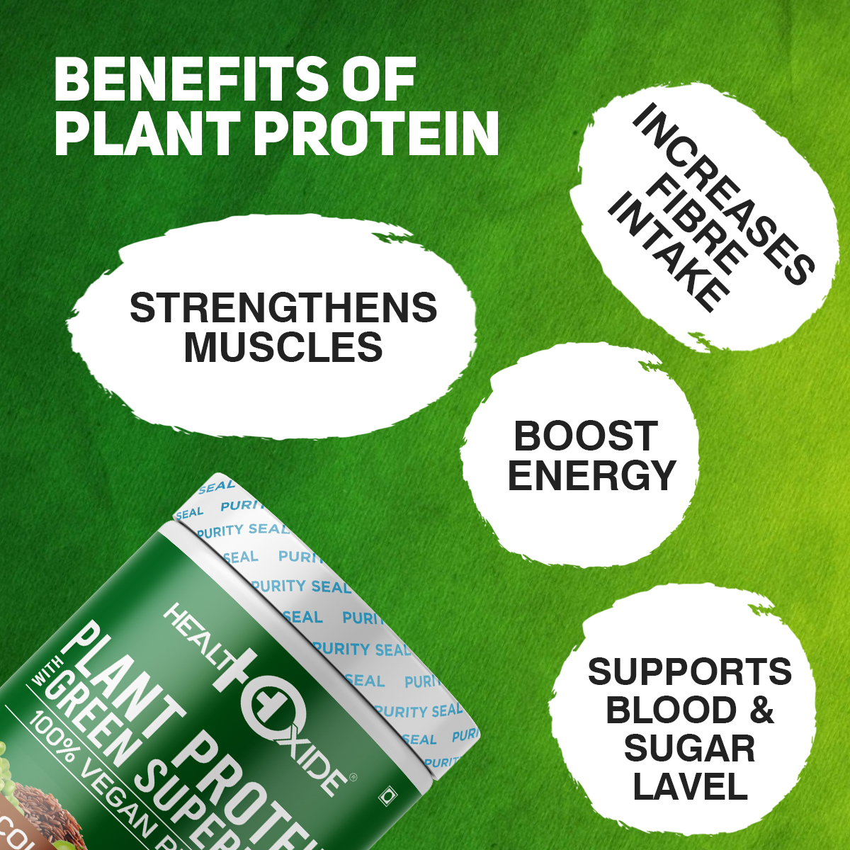 Health Oxides - 100% Plant-based Protein Powder High Nutritional Value Low Cholesterol Support Promotes Weight Management 30g Per Serving Store In Cool & Dry Place