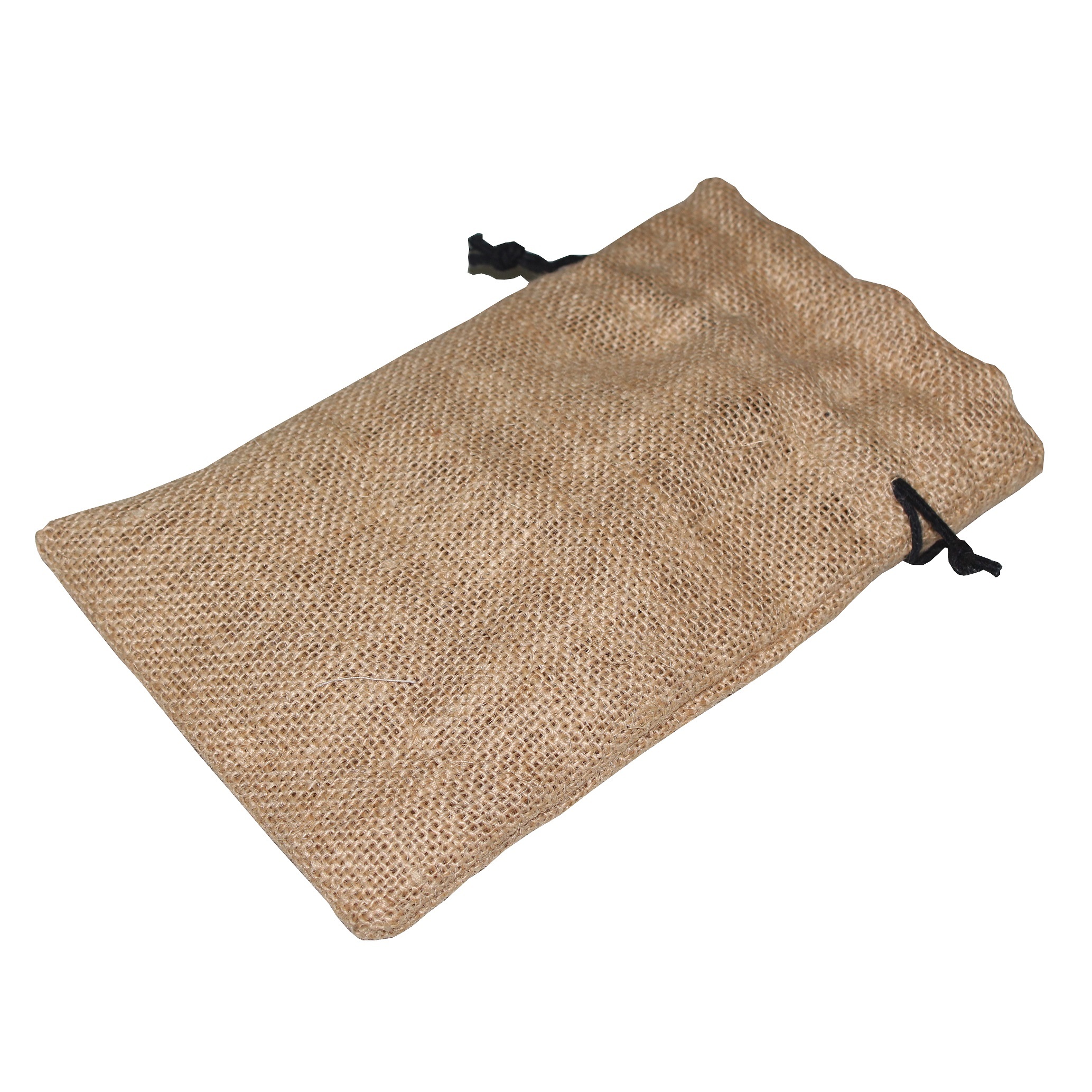 Customized Jute Drawstring Bag With Two Color Logo Print One Side