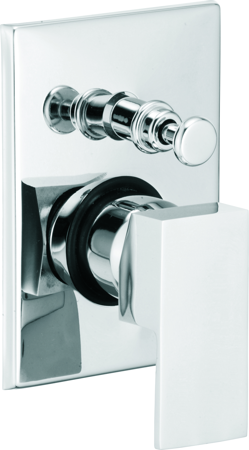 Ornamix Divertor - Brass Medium Silver, Chrome Finish | Water-saving Lever, Concealed Wall Mount