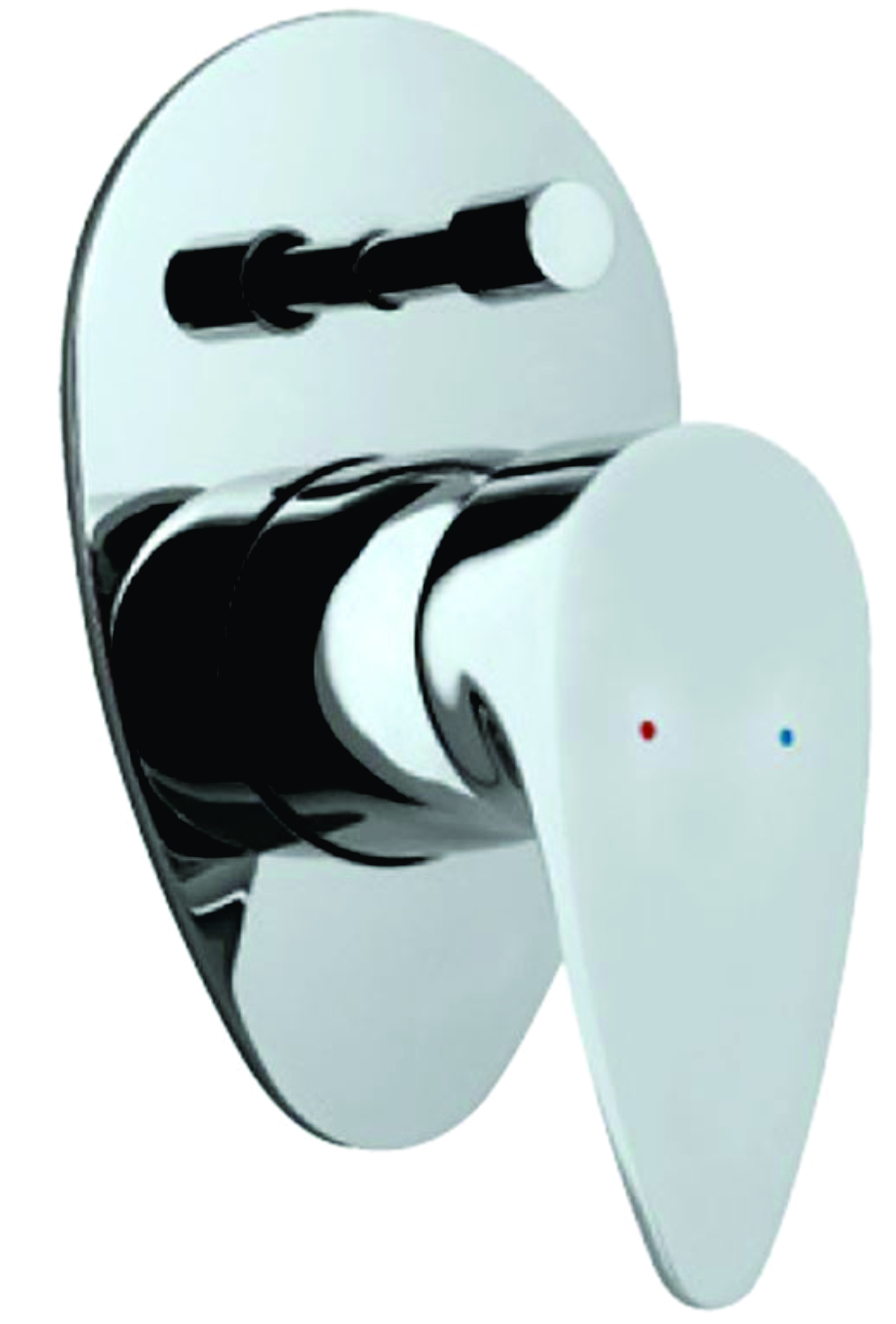 Ornamix Divertor - Brass Medium Silver, Chrome Finish | Water-saving Lever, Concealed Wall Mount