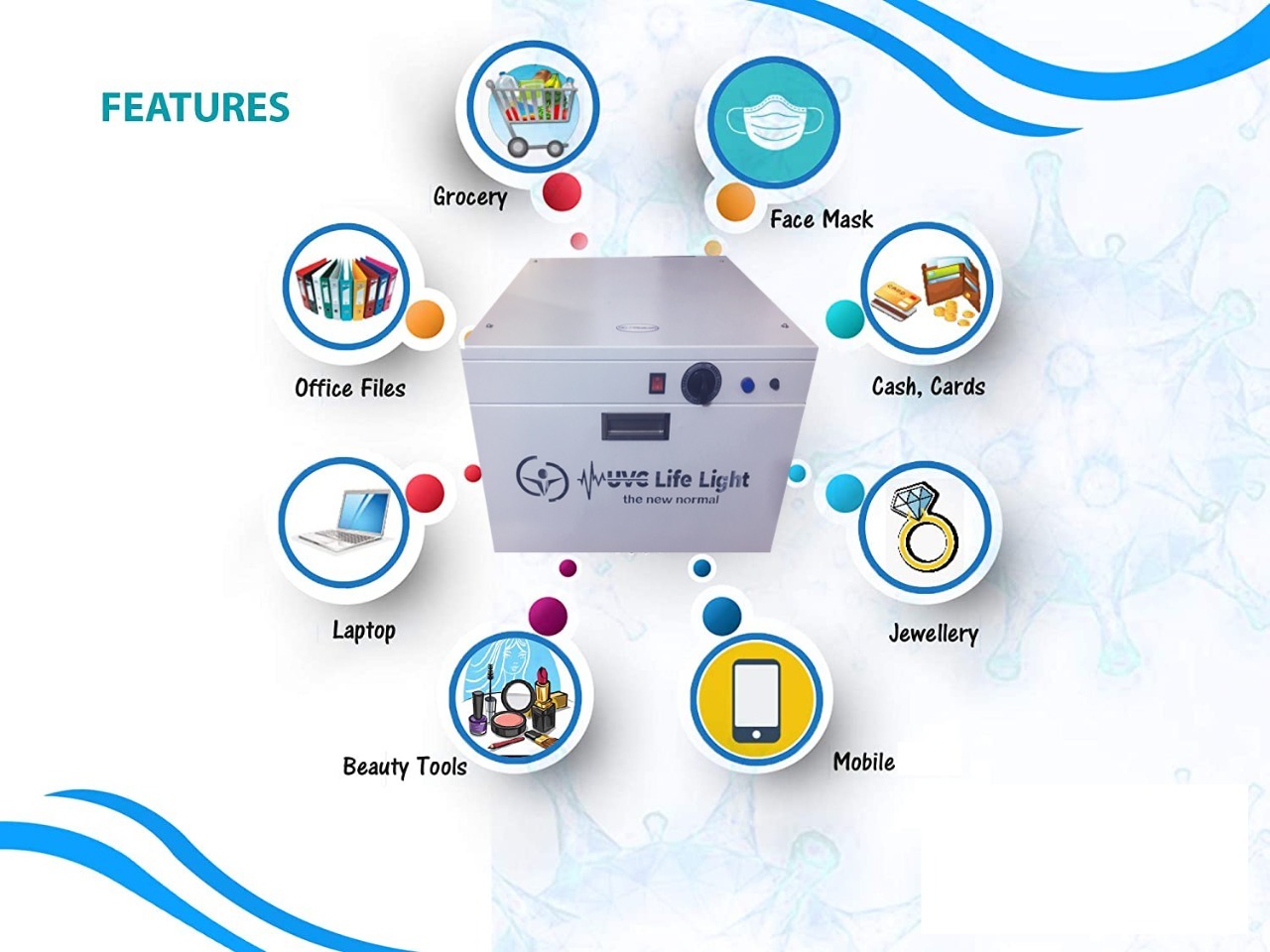 Uv-c Disinfection Chamber Box - Stainless Steel, 62 Cm, White | Kills 99.9% Bacteria & Viruses, Easily Movable Trolley Design, 3 Uvc Germicidal Bulbs, Certified Safety Standards