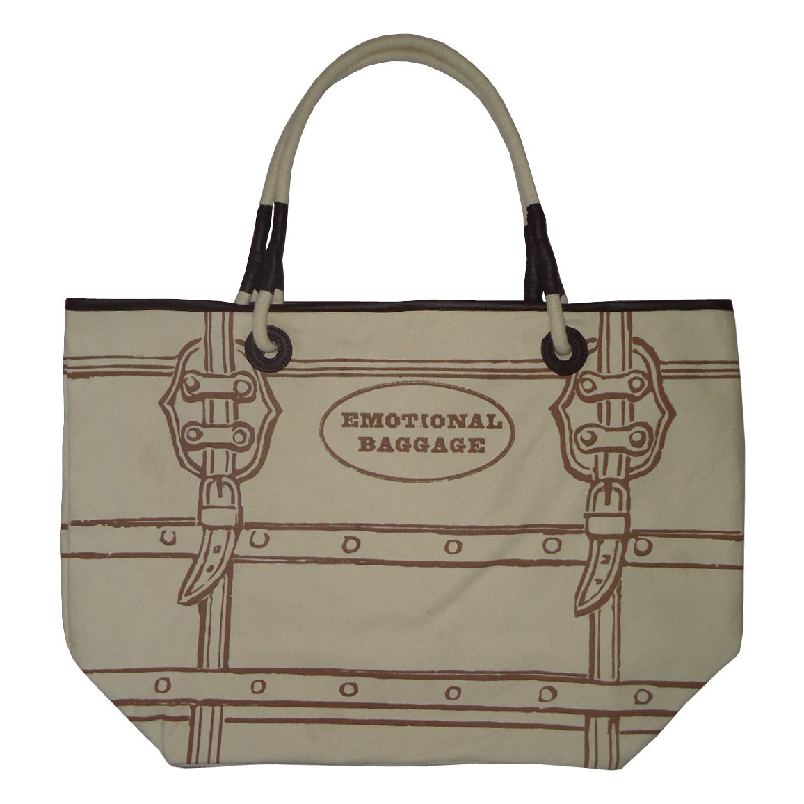 12 Oz Canvas Printed Tote Bag With Pu Trimmed Handle Capacity: 10 Kgs Kg/day