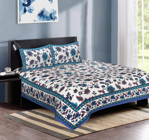 Pure Cotton Printed Double Bedsheet (90 X108 Inch) Length: 108 Inch (In)