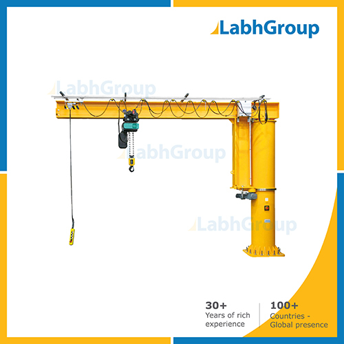 Jib Crane - Stainless Steel/Iron, 5000 lbs Capacity, Yellow Portal Crane | Extended Warranty 1 + 1 Year, New Condition, Versatile for Broaching, Drilling, Milling, Etching, Turning, Laser Machining, and Chemical Machining