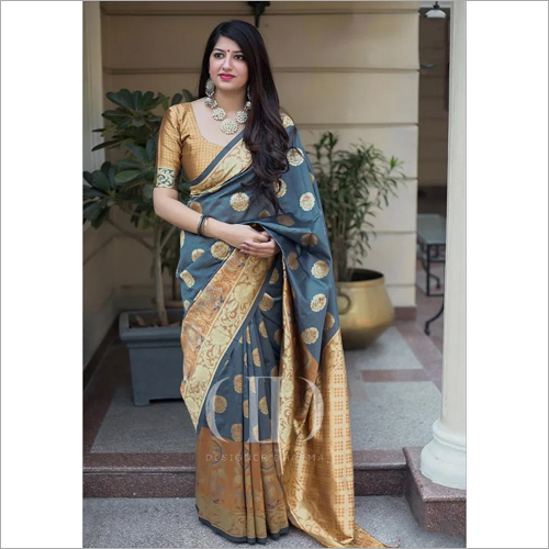 Gray Ladies Fancy Soft Banarasi Silk Saree