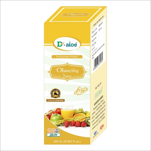 Obesity Juice - Glass Bottle 500 ml, Yellow Color with Aloe Vera, Green Tea & Garcinia Cambogia