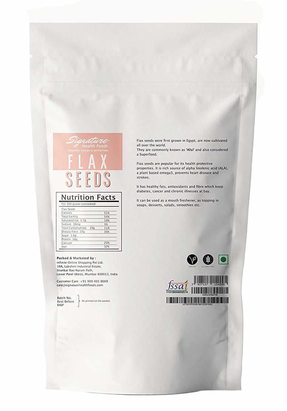 Signature Health Foods Flax Seeds 400 Grams Efficacy: Promote Healthy & Growth