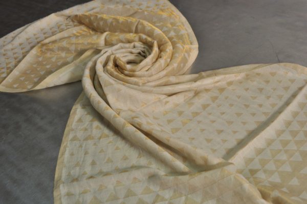 Fine Wool Zari Pyramid Stole - 70x200 Cms | Triangular Design In Red, Black, Beige, Green, Orange With Gold Accents