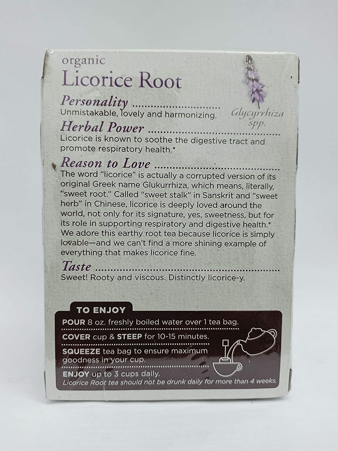 Traditional Medicinals Teas Organic Licorice Root Tea 16 Bags Efficacy: Promote Healthy & Growth