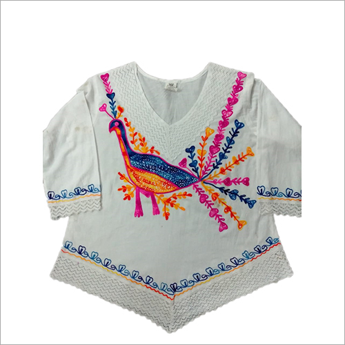 मल्टीकलर लेडीज़ कॉटन एम्ब्रॉएडर्ड टॉप