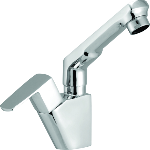 Swan Neck - Stainless Steel, Standard Size, Silver Color | Chrome-Finished Deck-Mounted Faucet with Swivel Spout, Anti-Splash Technology, 5-Year Warranty