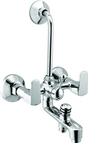 3-in-1 Wall Mixer - Brass Construction, Standard Size, Silver Glossy & Satin Finish | Durable Stainless Steel, Stylish Design