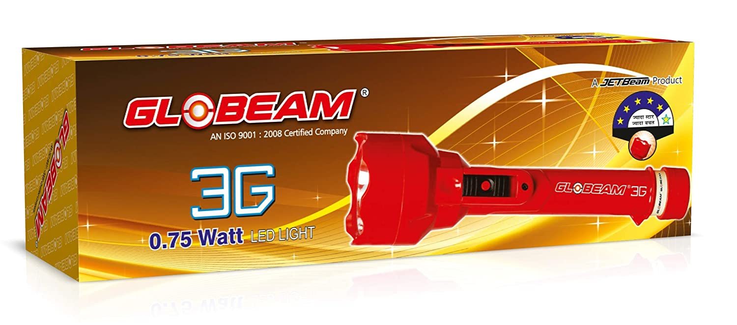 Globeam 3g Smd Led Torch - Abs Plastic Body, 0.75 Watt Smd, 75 Lumen Brightness | 100+ Hours Usage, Dual Flasher Switch, Cool White Light