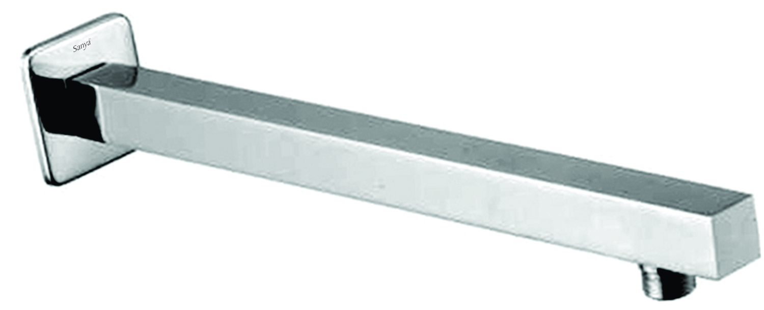Ss Square Shower Arm - 304 Stainless Steel, 20-inch Size, Silver Color | Rust-proof, Wall-mounted, Chrome Finish, 1-year Warranty