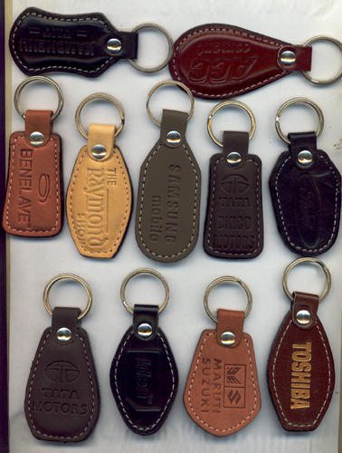 Leather Key Chain - Genuine Leather, 2x4 Inches, Brown | Durable, Embossed Finish, Customizable Logos, Strong Metal Keyring, Lightweight, Easy To Carry