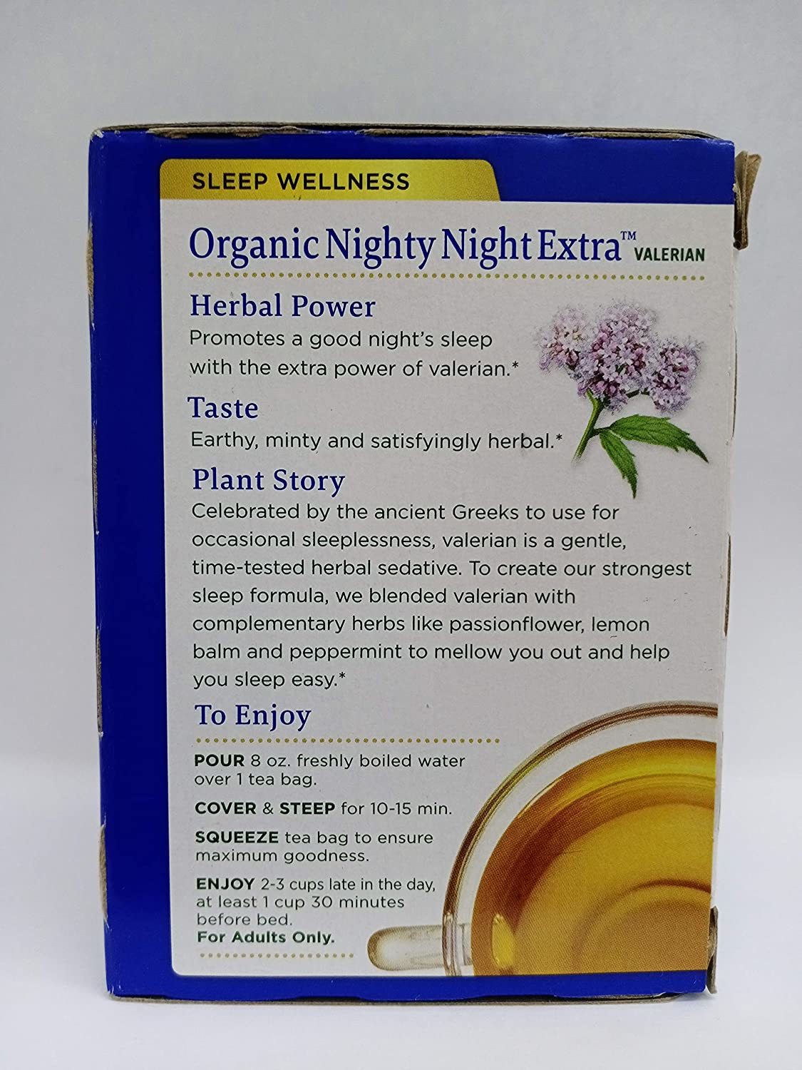 Traditional Medicinals Organic Nighty Night Valerian Tea 16 Tea Bags Efficacy: Promote Healthy & Growth