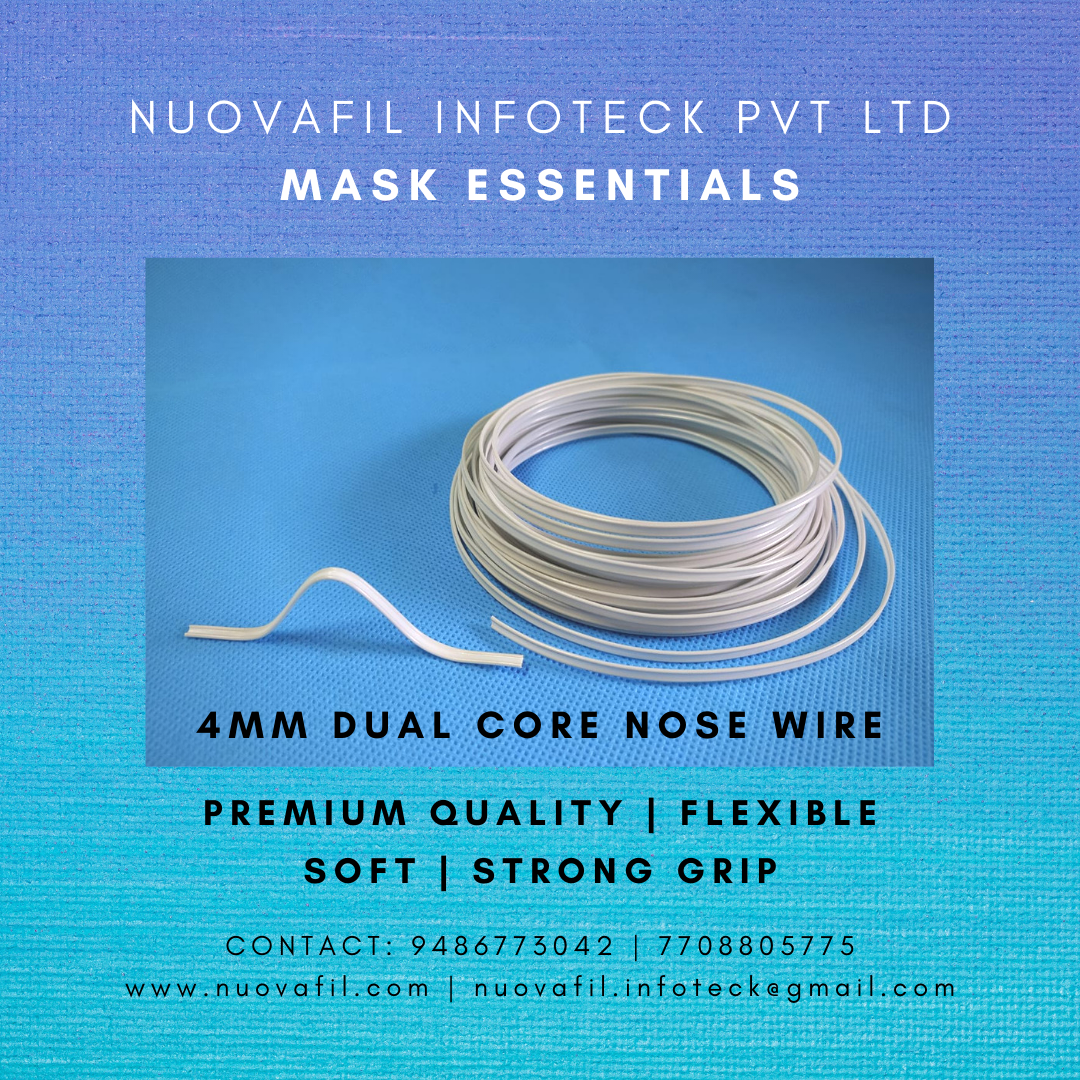 4 Mm Dual Core Wire For N95 Face Mask - Aluminium, 1mm Thickness, White | Great Stiffness And Flexibility For Optimal Fit