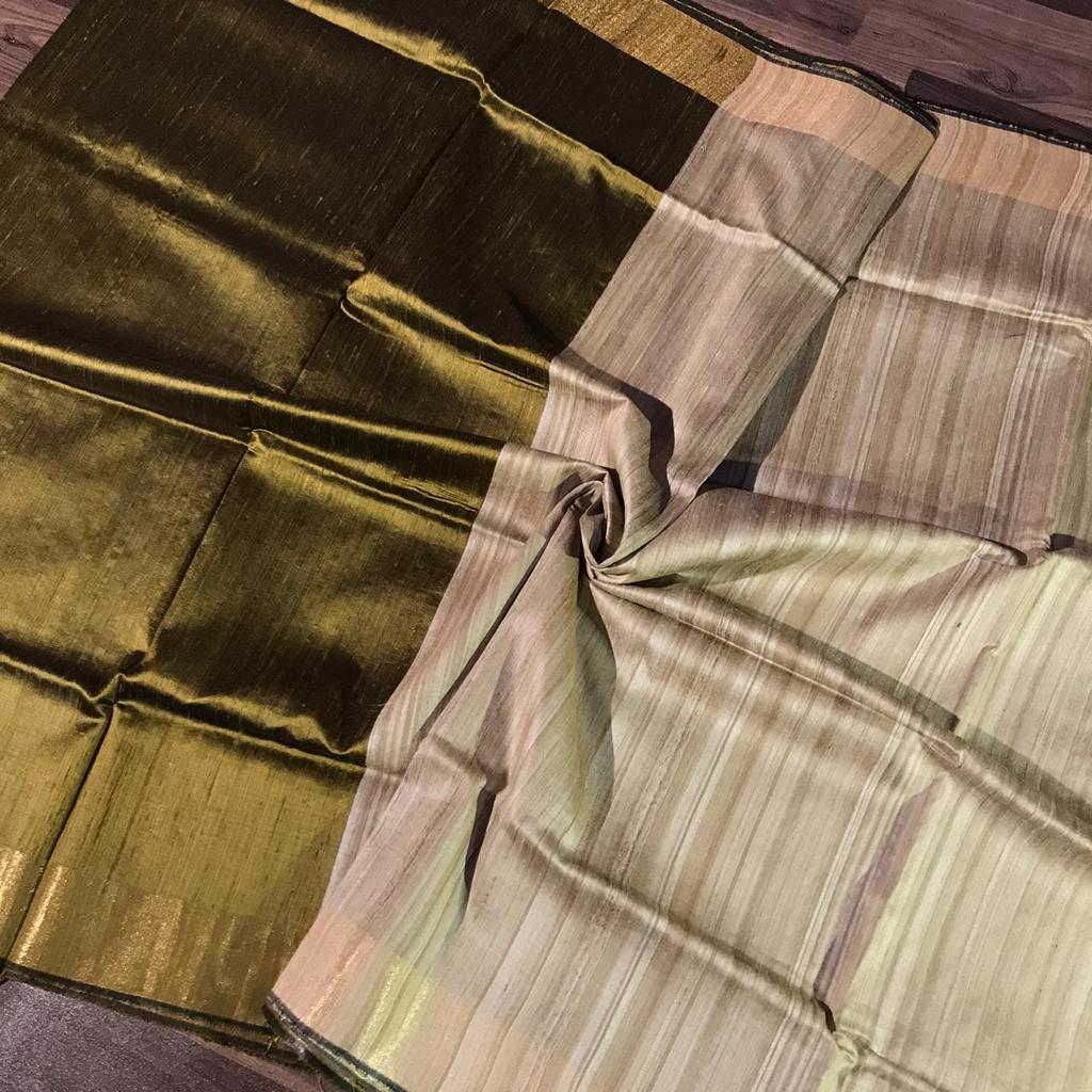 Pure Dupion Raw Silk Handloom Saree With Blouse - Material: Silk, Occasion: Party Wear, Pattern: Plain, Seasons: Rainy, Spring, Summer, Winter