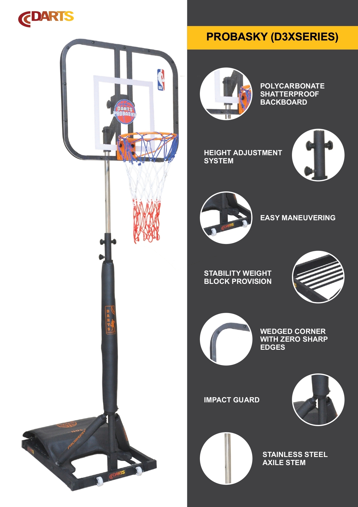 Transparent Probasky -Portable Basketball Unit