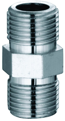 Hex Nipple - Stainless Steel, Standard Size, Silver | Durable, Corrosion-Resistant, Polished Finish, Screw-On Installation, Precision Engineered