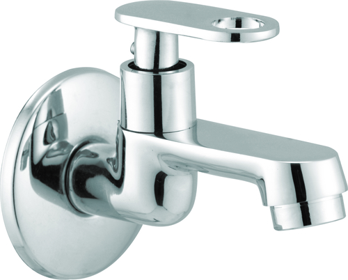 Stainless Steel Bib Cock - Standard Size, Silver Color | Durable, Corrosion-Resistant, Wall-Mounted Installation, Chrome Finish, Lever Handle