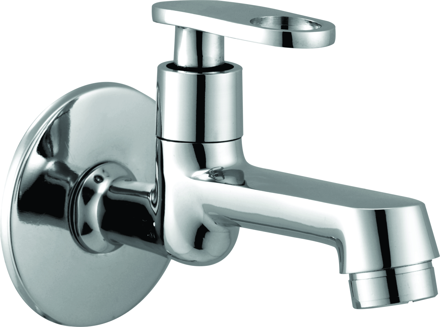 Stainless Steel Bib Cock - Standard Size, Silver Color | Durable, Corrosion-resistant, Wall-mounted Installation, Chrome Finish, Lever Handle