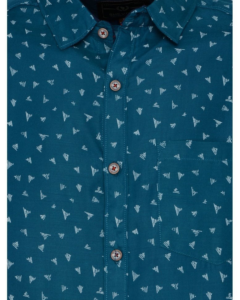 Full Sleeve Mens Shirts - Cotton Blend, Slim Fit, Printed Shevron Design, Long Sleeves, Sizes S-xxl | Casual Style For Summer And Winter