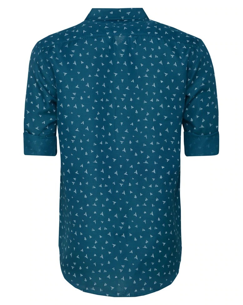 Full Sleeve Mens Shirts - Cotton Blend, Slim Fit, Printed Shevron Design, Long Sleeves, Sizes S-xxl | Casual Style For Summer And Winter