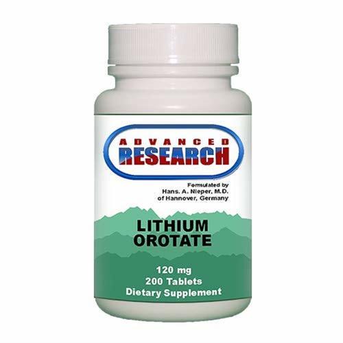 Advanced Research Nci (Dr Hans Nieper) Lithium Orotate 120 Mg, 200 Tabs Efficacy: Promote Healthy & Growth