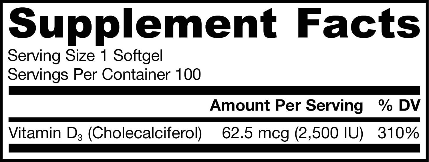 Jarrow Formulas Vitamin D3, 2500iu, 100 Softgels Efficacy: Promote Healthy & Growth