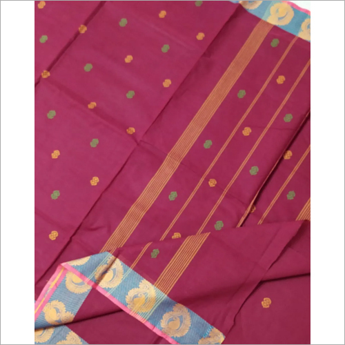 Casual Ladies Red Cotton Saree