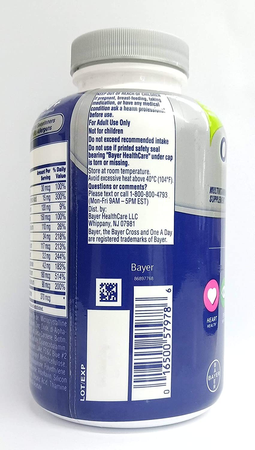 One A Day Mens Health Formula Multivitamin Multimineral 60 Tabs Efficacy: Promote Healthy & Growth