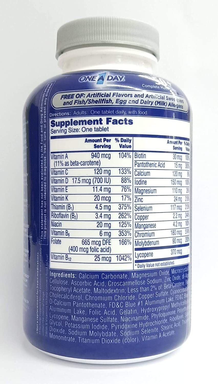 One A Day Mens Health Formula Multivitamin Multimineral 60 Tabs Efficacy: Promote Healthy & Growth