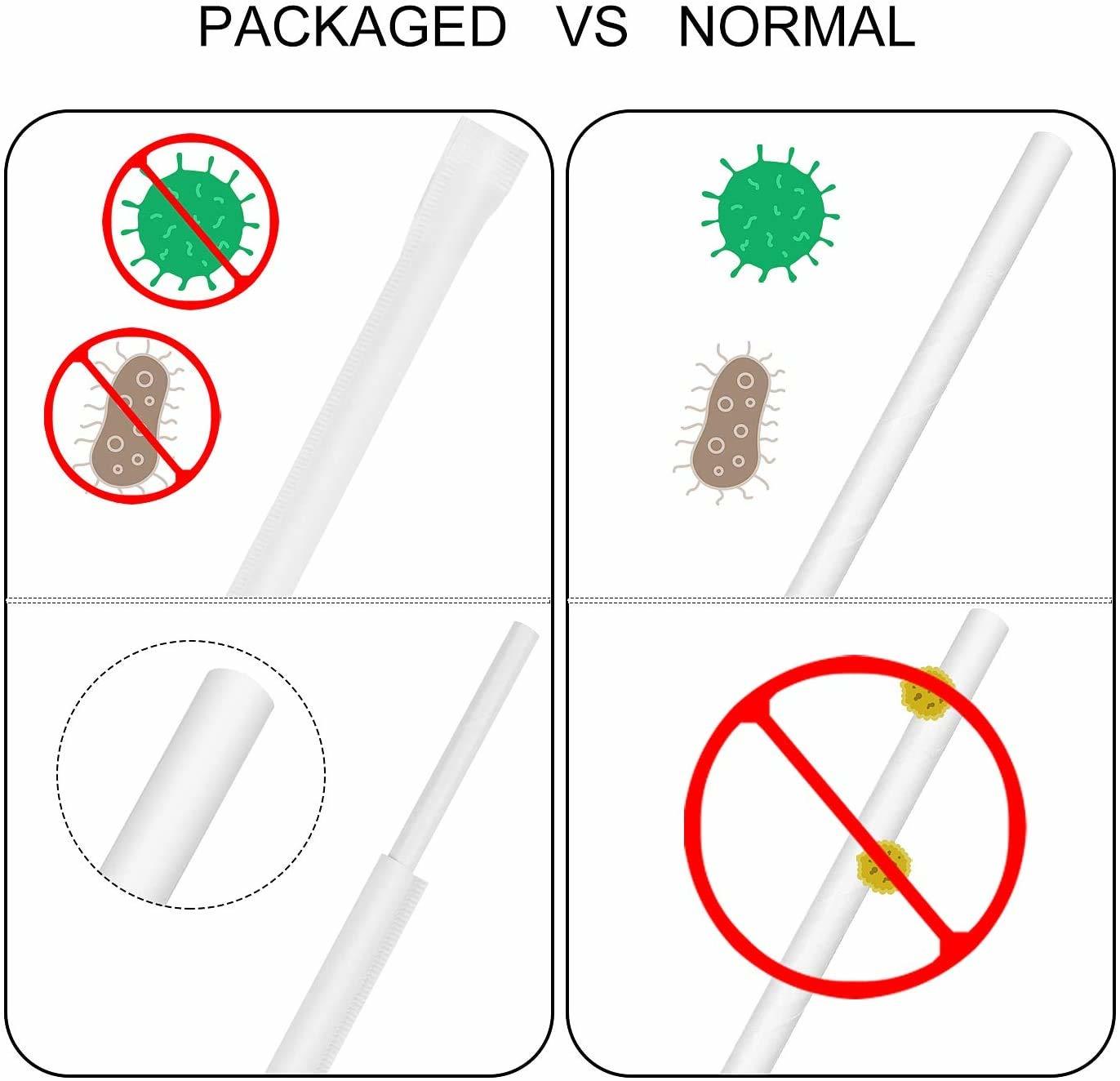 Fda Approved Paper Straw - Individually Wrapped Dye Free, Size 6mm X 200mm