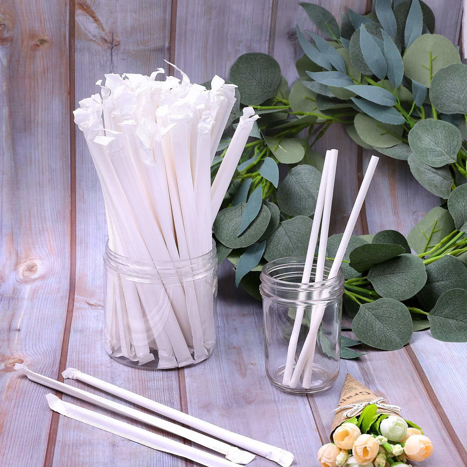 Fda Approved Paper Straw - Individually Wrapped Dye Free, Size 6mm X 200mm