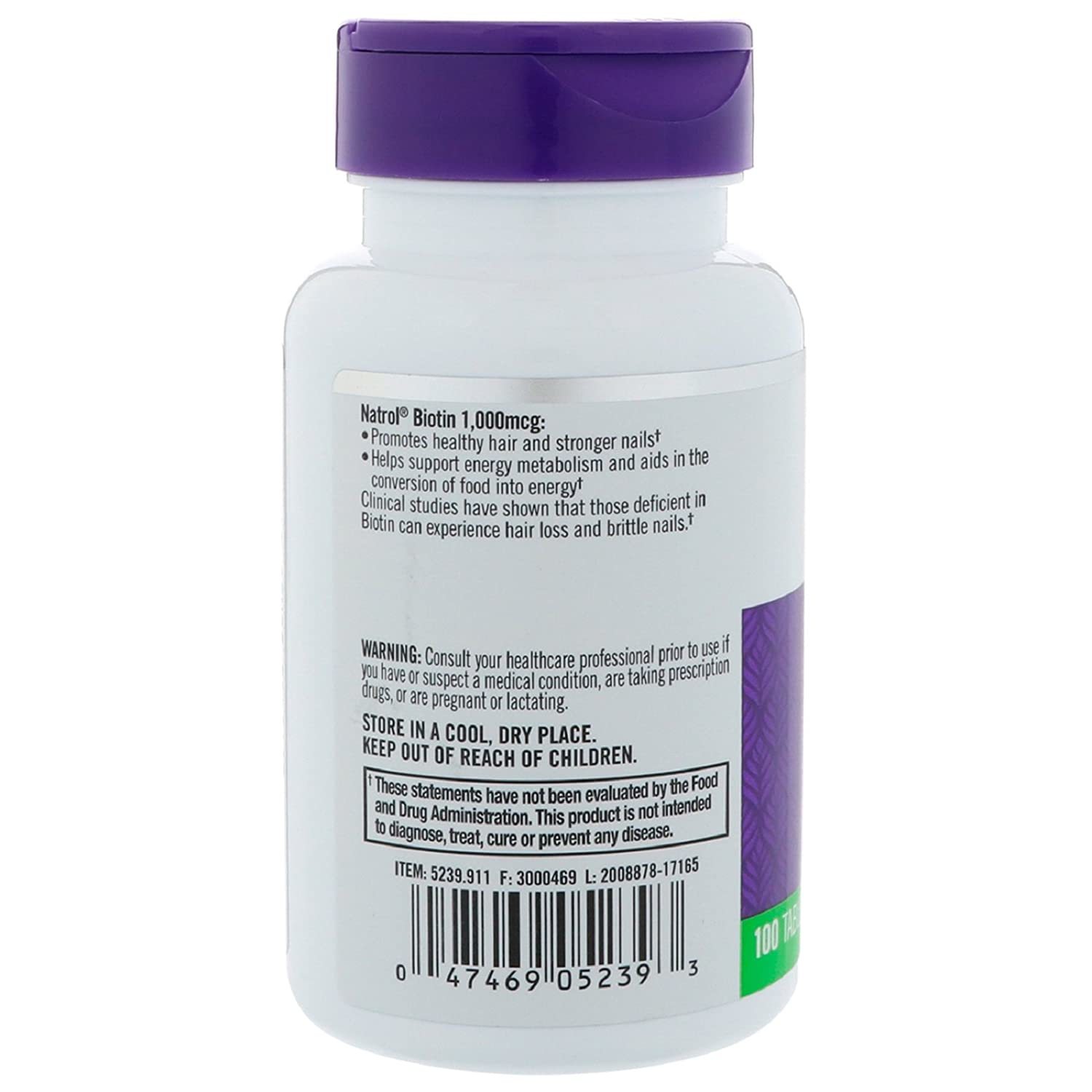Natrol Biotin 10000 Mcg Maximum Strength 100 Tablets Efficacy: Promote Healthy & Growth