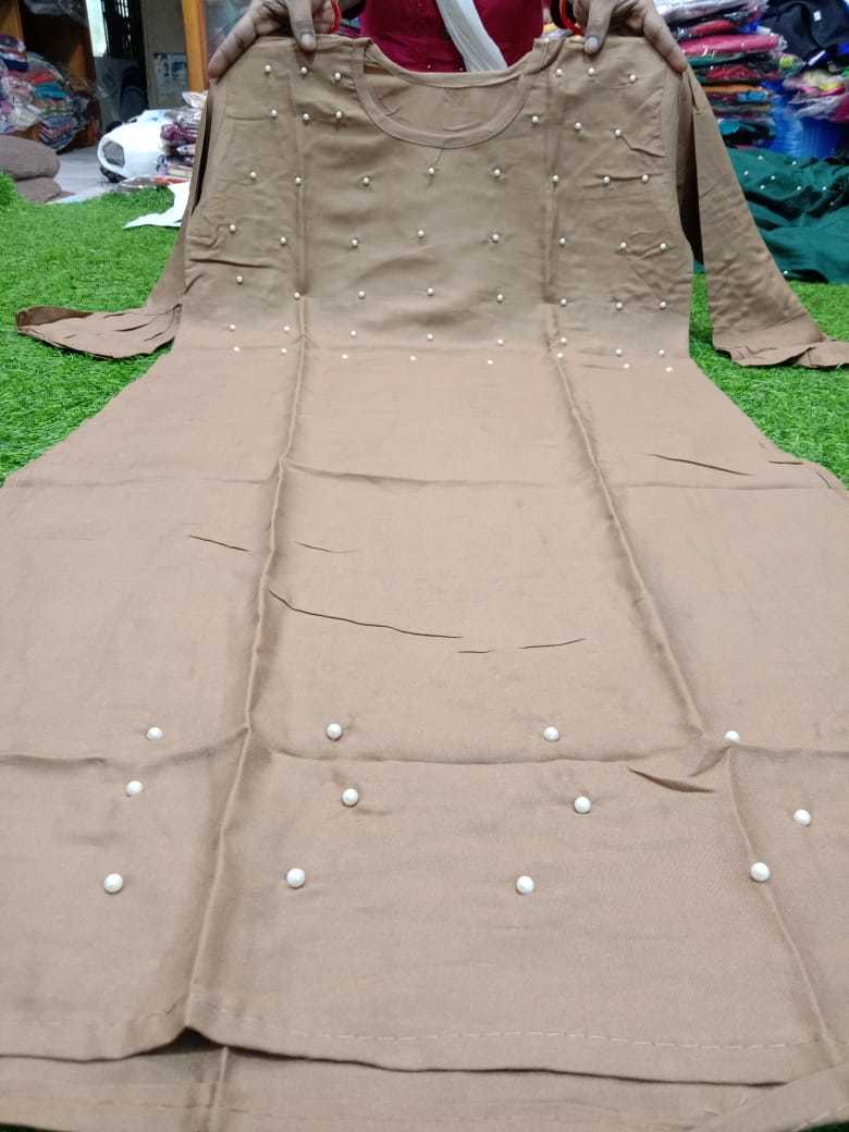 Peal Kurti - Rayon Fabric, Size Xl | Elegant Pearl Embellishments, Short Sleeves, Washable, Versatile For All Seasons, Customizable Logo