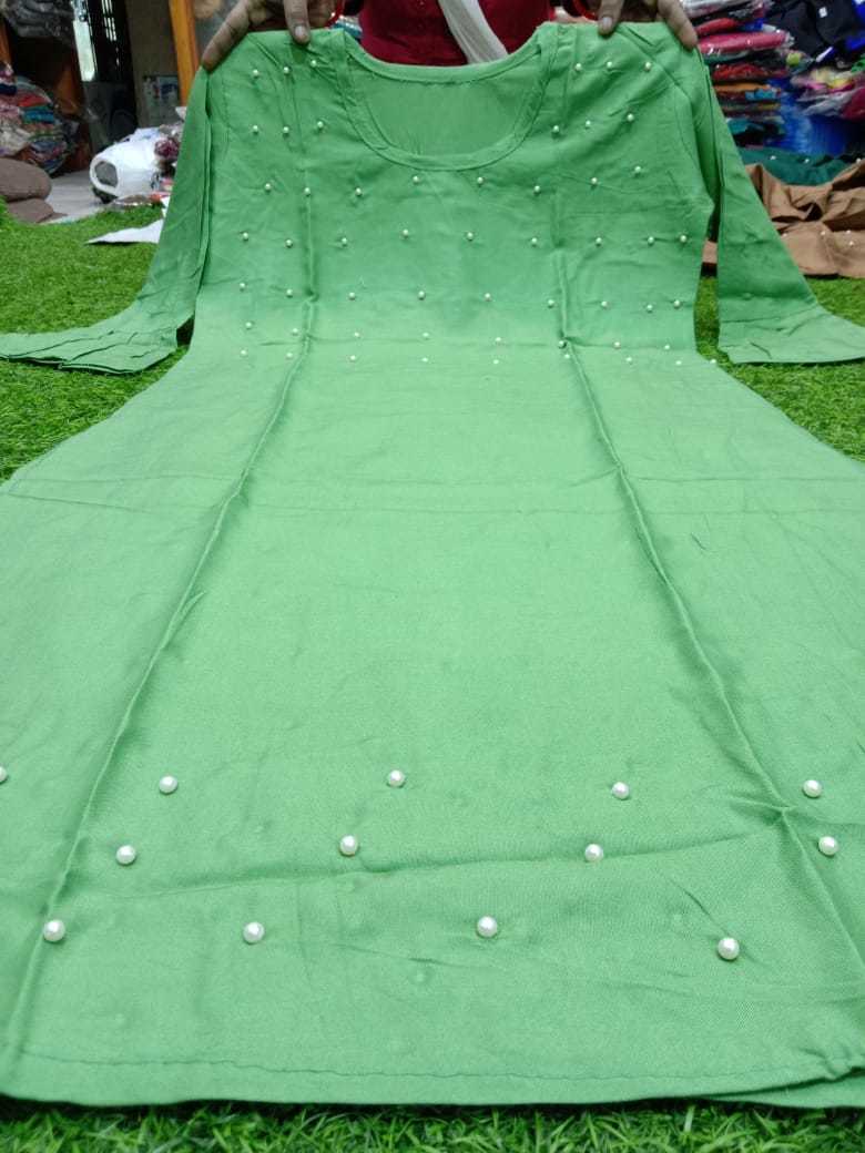 Peal Kurti - Rayon Fabric, Size Xl | Elegant Pearl Embellishments, Short Sleeves, Washable, Versatile For All Seasons, Customizable Logo