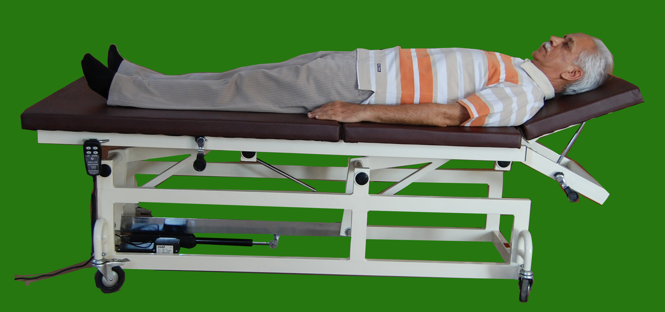 Imi-3116 High-low Treatment Table, 3 Section (Electrical With Retractable Casters) - Metal Frame, Size 200cm X 68cm, Height Adjustable , Suitable For Elderly & Adults, Versatile Treatment & Exercise Use