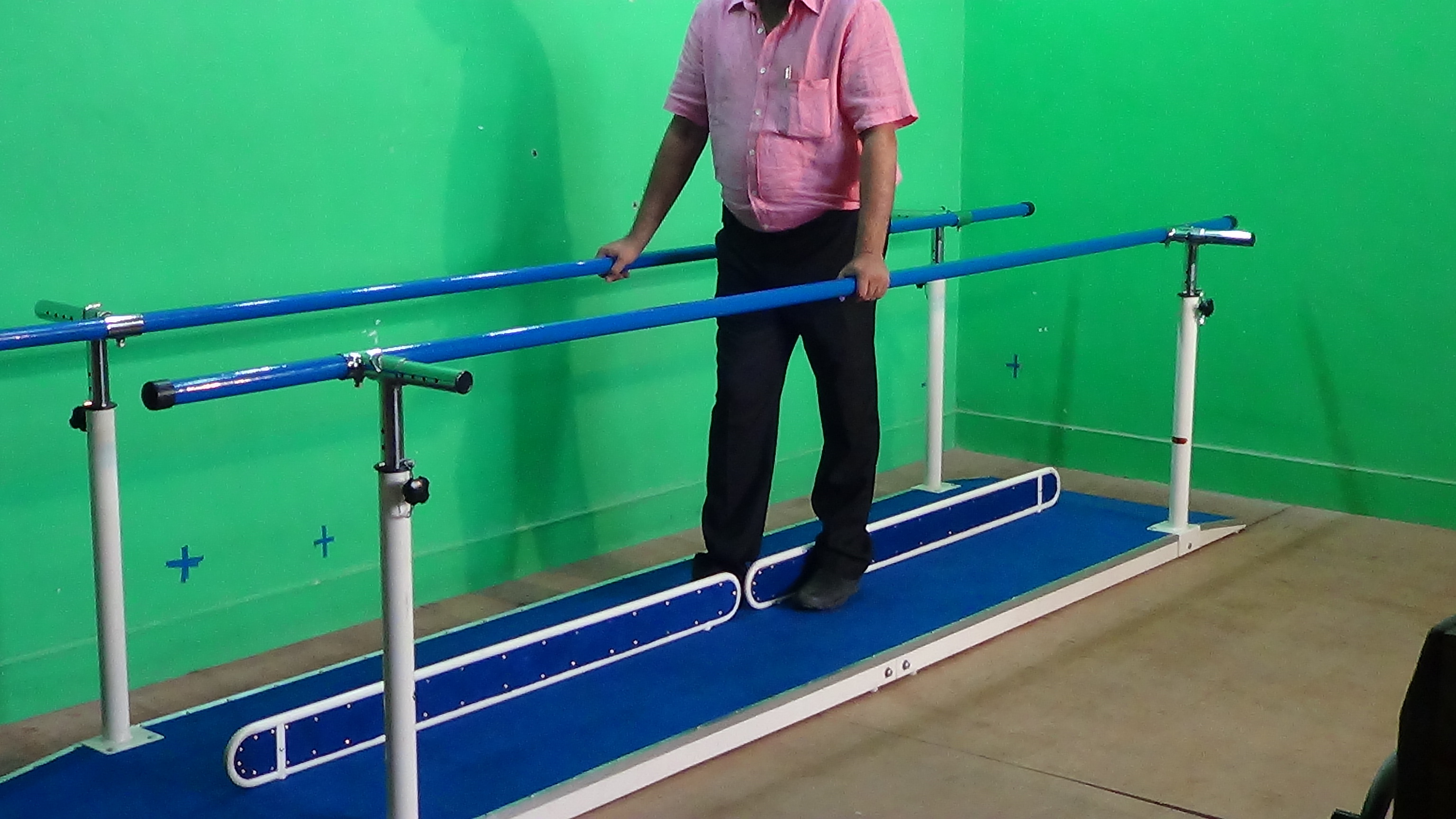 Imi-2942 Parallel Walking Bar - Steel, 3.60m Length, Adjustable Height 75-100cm & Width 40-65cm, Chrome-plated & Powder-coated Finish | For Adults, Exercise Use, Non-slip Matting