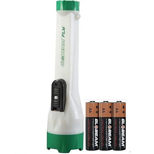 Globeam Fly Radium Battery Torch - Abs Plastic Body, 0.75 Watt Led, 3-aa Battery Operated | Lock Flasher Switch, Unique Radium Glow, Easy Carry Sling