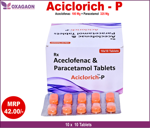 Aceclofenac And Paracetamol Tablets - 325 mg, 10 x 10 Tablets Unit | As Per Prescription, Store at Normal Temperature