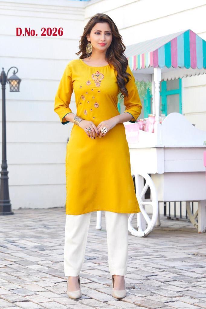 5 Ruby Rayon Kurti Catalogue Set - Ruby Fabric, Sizes M, L, Xl, Xxl | Washable, Printed Pattern, Seasonal Versatility For Ladies