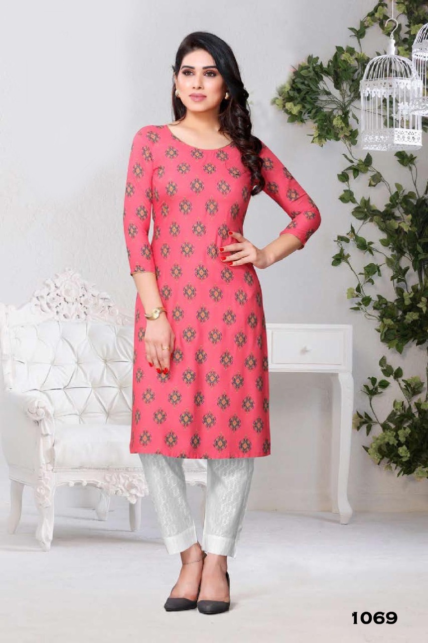 Rayon Print Kurtis Catalogue Set - Rayon Fabric, Sizes M, L, Xl, Xxl, Design-3 | Washable, Printed Pattern, Formal Wear For Ladies, All Seasons