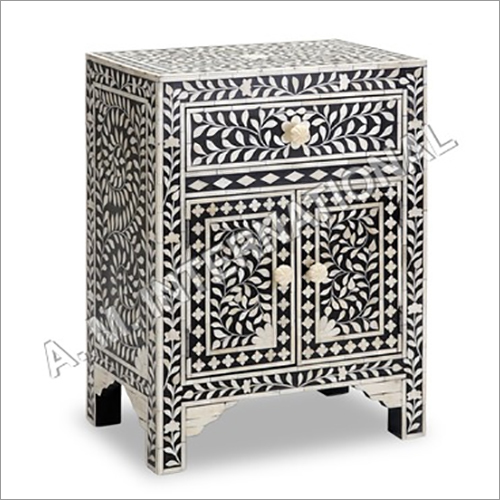 बोन इनले बेडसाइड दराज