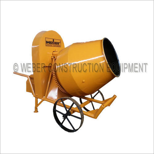 Concrete Mixer Portable - Mild Steel, 2 Hp Non-tilting Drum Mixer | Yellow, Manual Operation, Customized Design, Warranty Included