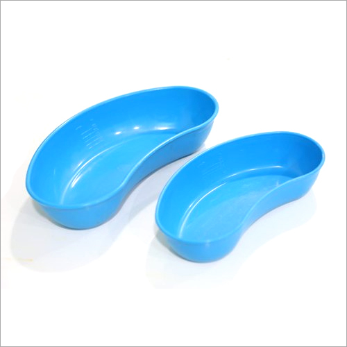 Pp Kidney Tray - Plastic, 500ml/750ml Size, Blue Color, Rigid Hardness, Kidney Shape, 260-55 X 75 Mm / 210-55 X 45 Mm Dimensions, 1 Year Warranty