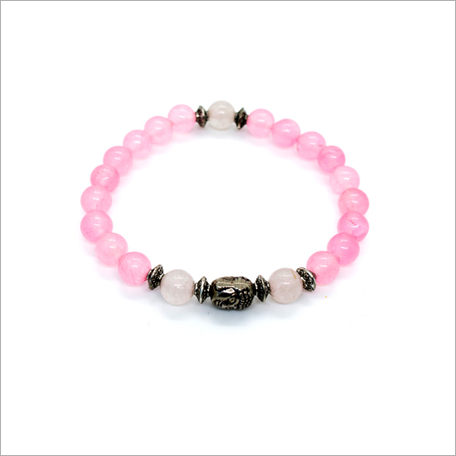 गुलाब क्वार्ट्ज चार्म्स ब्रासलेट