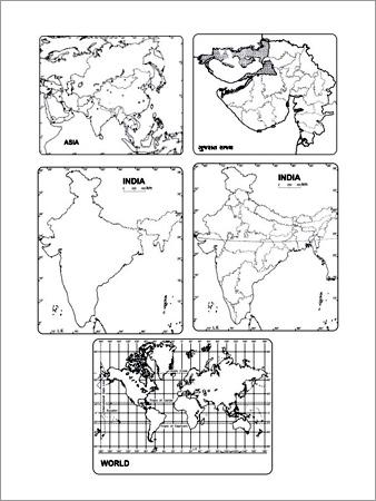 मानचित्र भारत-एशिया-विश्व आदि।